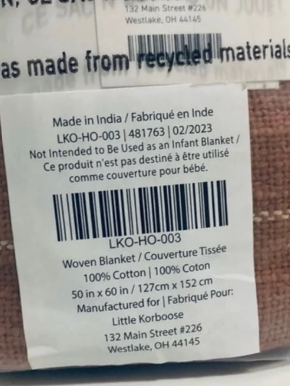 NWT 60x50” LITTLE KORBOOSE Woven Throw Blanket In “RUST” - Picture 4 of 6